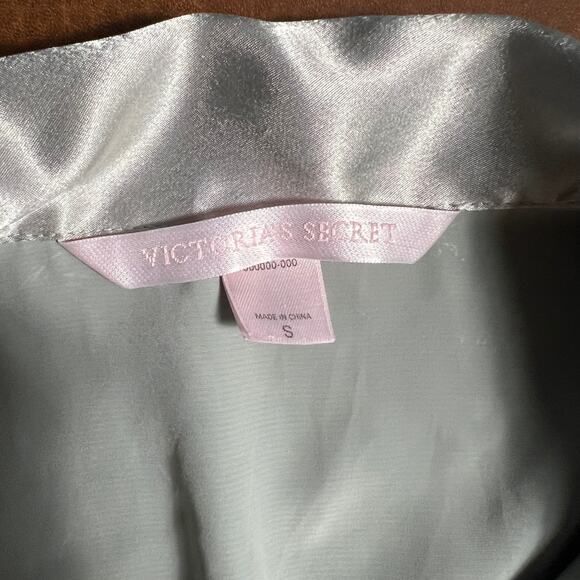 Vintage Y2K Victoria's Secret Small Mint Green Satin Sleep Shirt Shorts Set 2000 - Picture 5 of 12